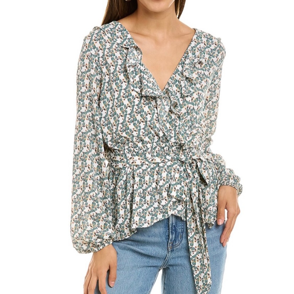 Max Studio Wrap Ruffle Top